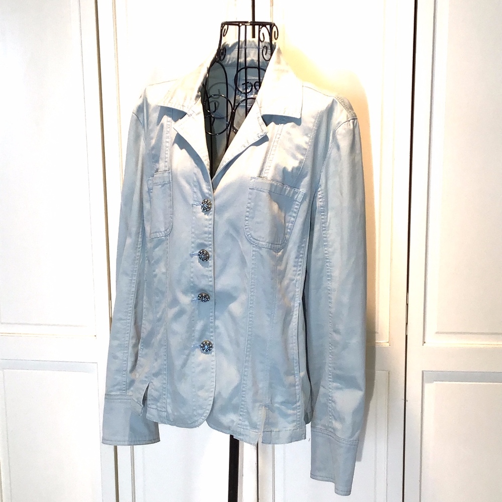Blue Jacket by LAL Spring Bling Buttons Size Large - Picture 3 of 9